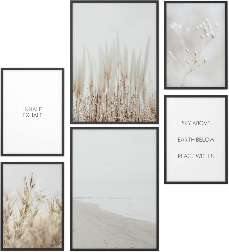 Papierschmiede® Mood Poster Set Pampas White, Deko Bilder Wohnzimmer, 2x DIN A3 (ca. 30x42) und 4x D