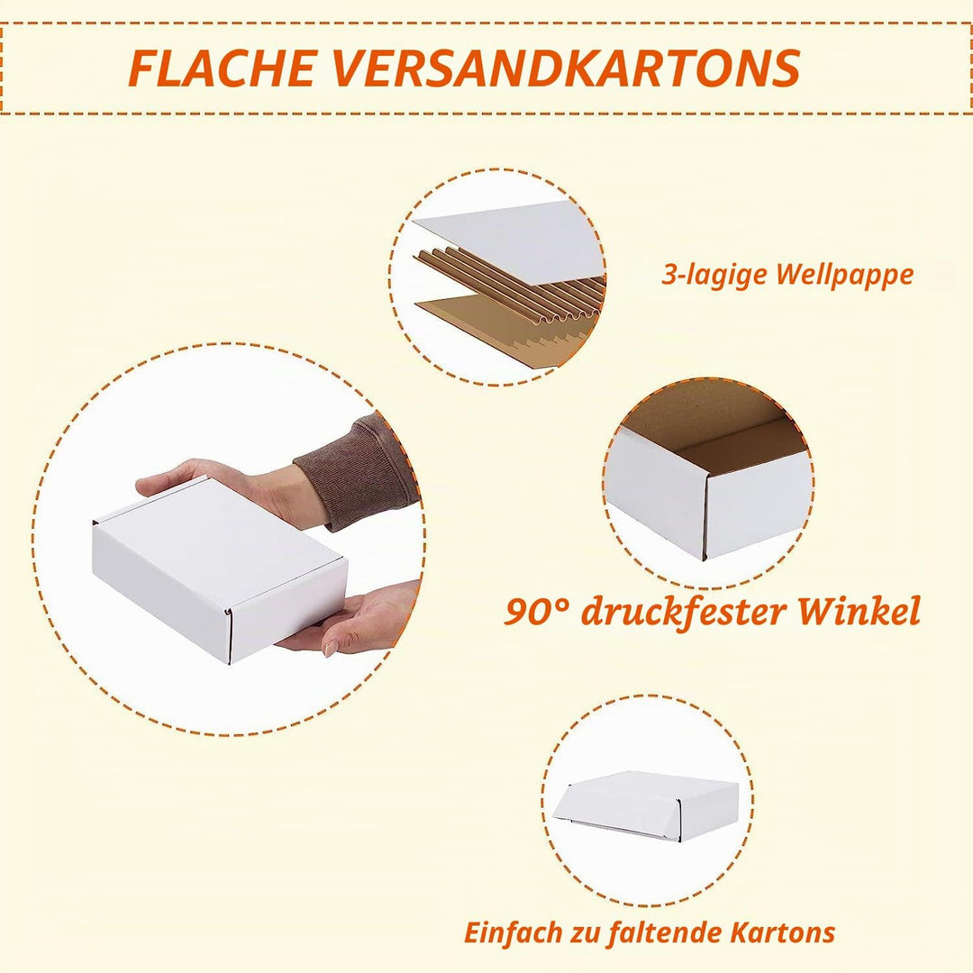 HORLIMER 50 Stück Versandkartons Kleine Kartons Boxen, Faltkarton Verpackungskartons für Warensendun