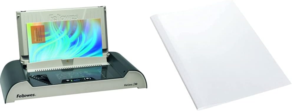 Fellowes 5641001 Büro Thermobindegerät Helios 30 platin/schwarz & Leitz 177161 Thermobindemappe Stan
