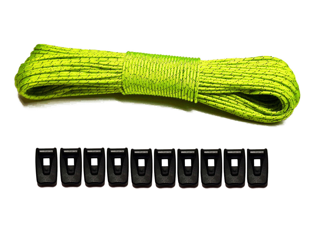LiteOutdoors Guyline &amp; Tensioner Kit - 1.8mm Diameter - 60 or 100 feet - Ultralight Reflective Tent