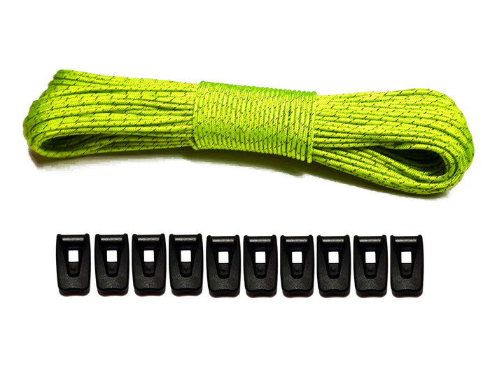 LiteOutdoors Guyline &amp; Tensioner Kit - 1.8mm Diameter - 60 or 100 feet - Ultralight Reflective Tent
