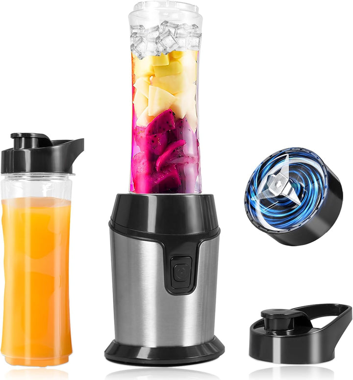 Carehabi Mixer, Tragbarer Mini Standmixer & Smoothie Blender mit 2x600ml Flaschen (BPA-frei), 300W E