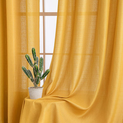 MIULEE 2er Set Voile Vorhang Sheer Leinenvorhang mit Ösen Transparente Unregelmässige Textur Gardine