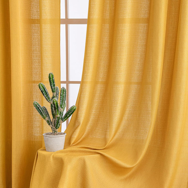 MIULEE 2er Set Voile Vorhang Sheer Leinenvorhang mit Ösen Transparente Unregelmässige Textur Gardine