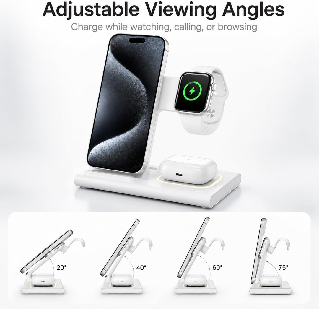 Aimtel 3 in 1 Induktive Ladestation Faltbare&Nachtlichter Kompatibel mit iPhone 17/17 Pro/17 Pro Max