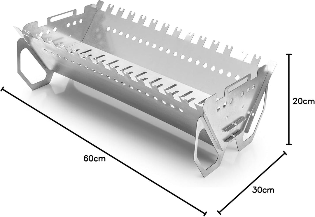 Vedem Zerlegbarer Tragbarer Grill – Mobiler Campinggrill aus verzinktem Stahl – Outdoor-Grill mit Sp