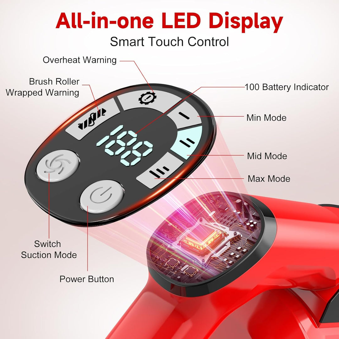 Akku Staubsauger,60000Pa/700W/70 Mins Staubsauger Kabellos mit 2 * 4,0 Ah Abnehmbaren Akkus,LED Touc