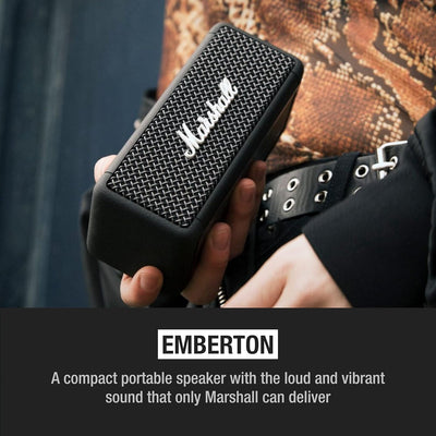 Marshall Emberton Bluetooth Tragbarer Lautsprecher, Kabelloser, Wasserabweisend - Schwarz Schwarz Tr