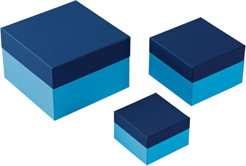 Semikolon 364834 3er Aufbewahrungsboxen Cutting Edge – 3 tlg – drei Grössen – Geschenkboxen blau mar
