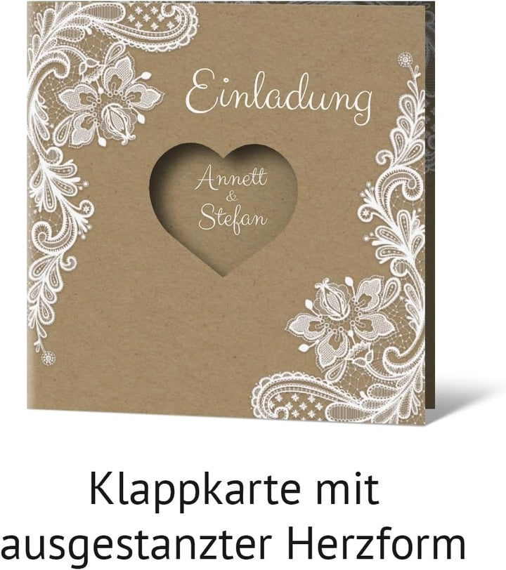 Kartenmachen.de 10 x Lasergeschnittene Hochzeitseinladungen Goldhochzeit goldene Hochzeit Einladung
