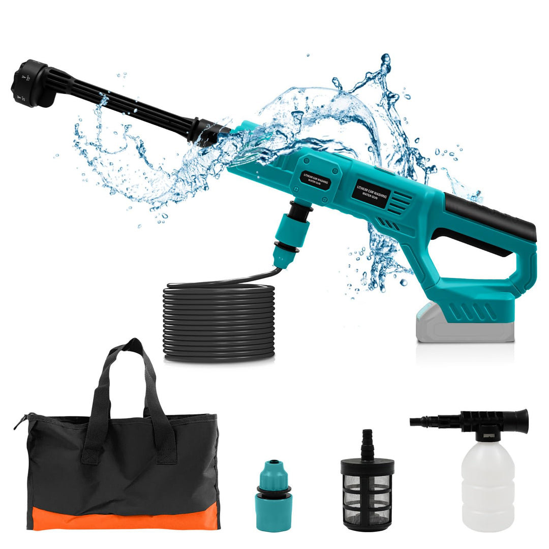 Makita 18V Kabelloser Hochdruckreiniger mit Multi-Sprühdüse, 5M Schlauch, Schaumkrug für Auto, Terra