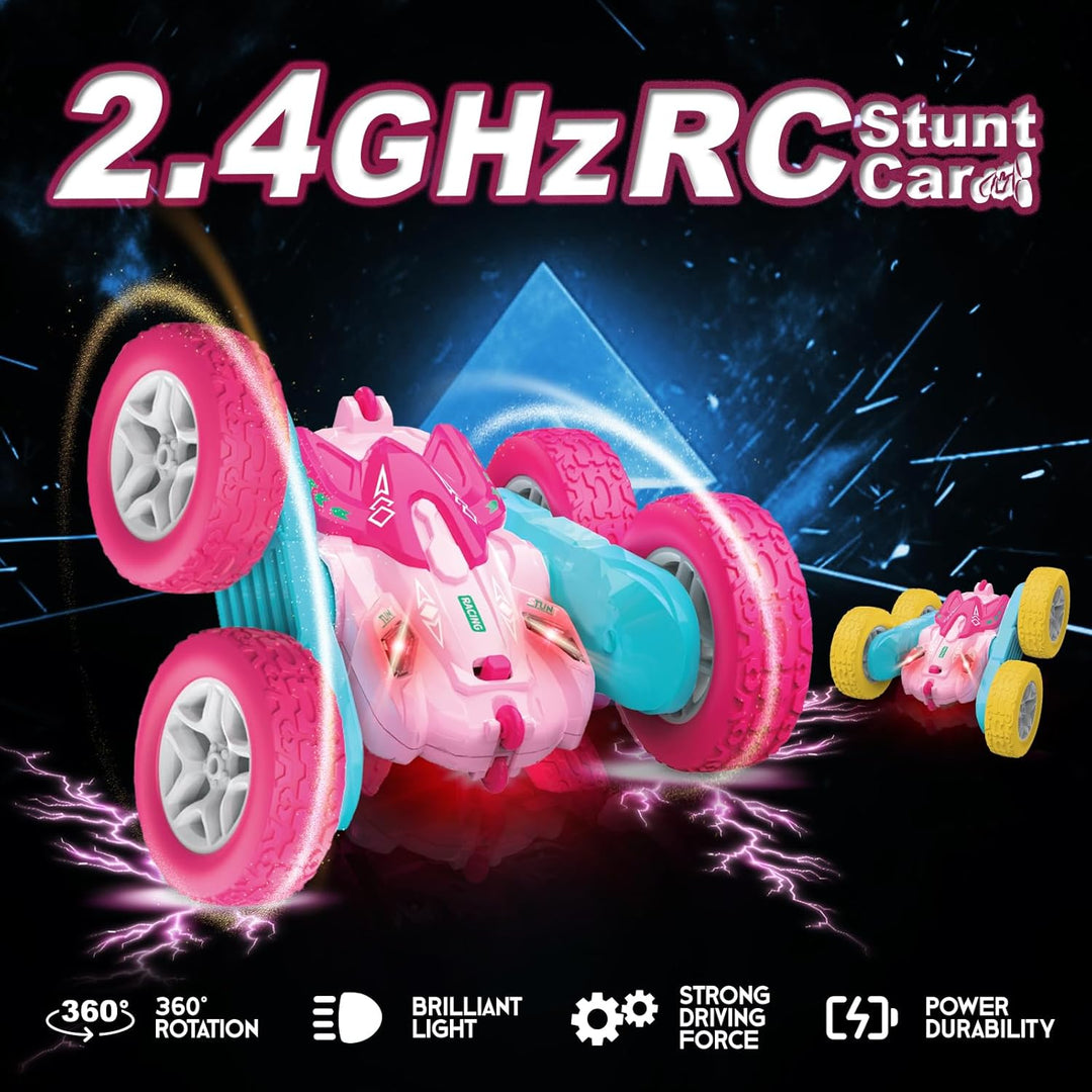 seveclotree Ferngesteuerte Auto für Mädchen Kinder,4WD 2.4 Ghz Fernbedienung 360° Flip RC Stunt Auto