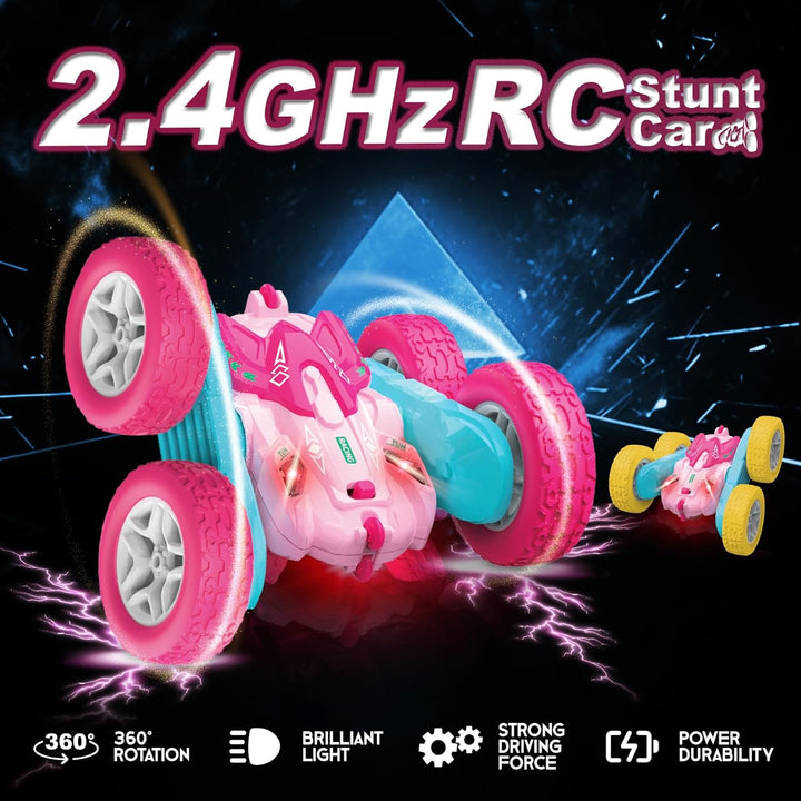 seveclotree Ferngesteuerte Auto für Mädchen Kinder,4WD 2.4 Ghz Fernbedienung 360° Flip RC Stunt Auto