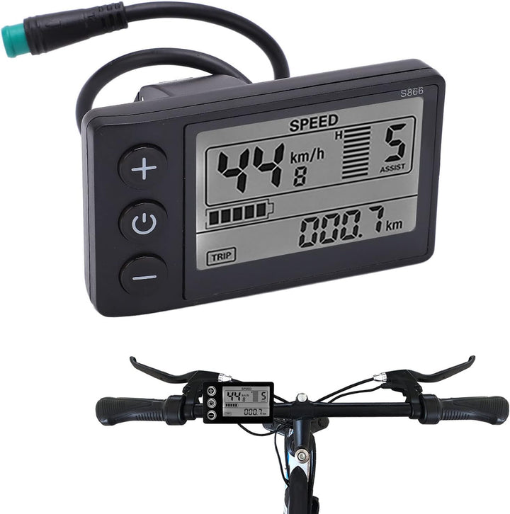ASHATA Wasserdichter Bürstenloser LCD-Anzeigetafel-Controller, Elektrisches Fahrrad S866 LCD-Display