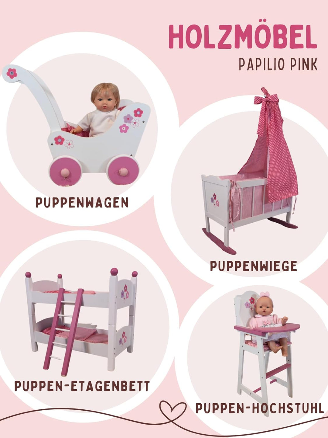 Bayer Chic 2000 - Puppen-Etagenbett für Baby-Puppen bis 48 cm, Puppenbett, Puppenmöbel, Puppenzubehö