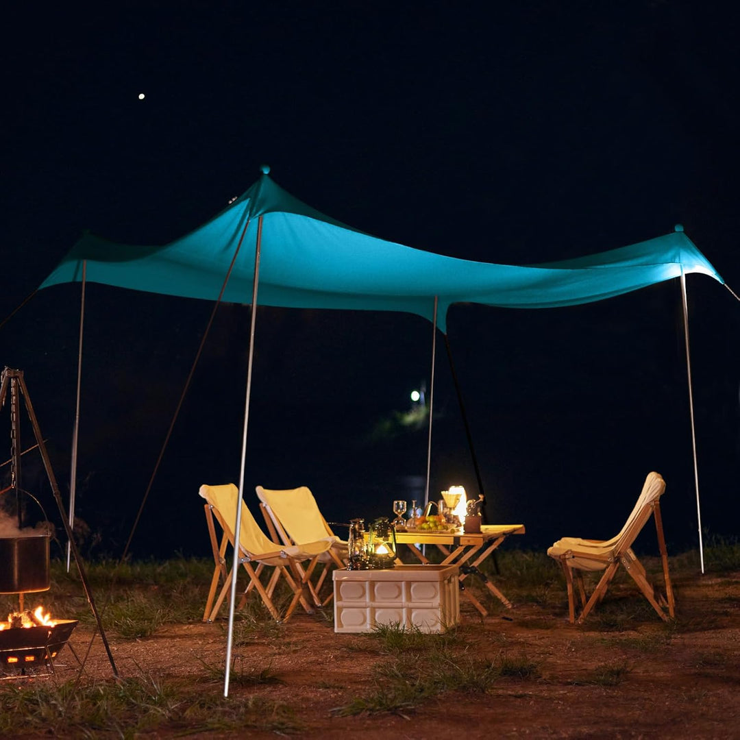 JAICOM Strandzelt, 3x3m Strandmuschel, UPF50+ UV-Schutz und Wasserdicht Sonnensegel, Mit Sandschaufe