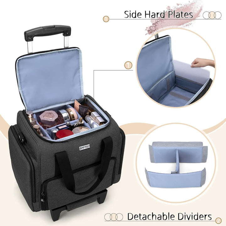 BAFASO Kosmetikkoffer Trolley, Make up Koffer Gross, Schminkkoffer Damen mit Rollen, Abnehmbar Kosme