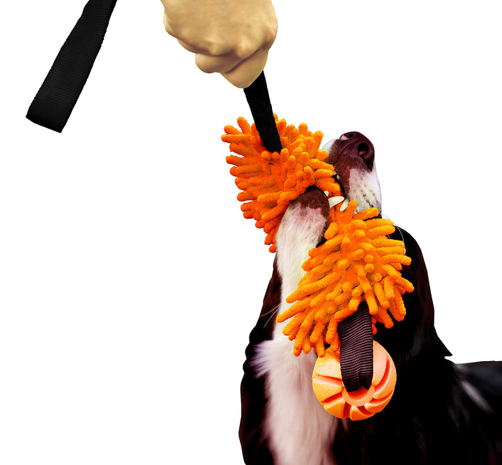 Dingo Mop Bungee Orange Mikrofaser mit Vanille Duft Ball Hundespielzeug Agility Apporte zum Spielen