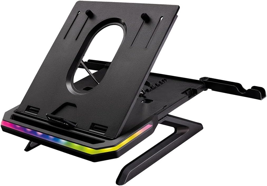 SureFire Portus X1 Gaming Laptop-Ständer, Notebook Stand höhenverstellbar mit RGB-Beleuchtung, Halte