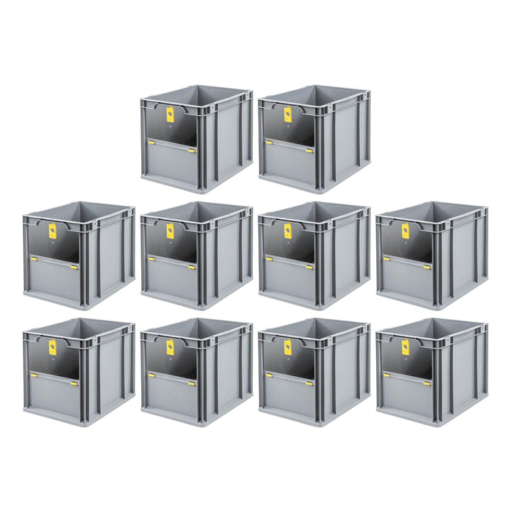 SparSet 10x Eurobox NextGen Insight Cover | HxBxT 32x30x40 | 30 Liter | Hoch/Gelb | Eurobehälter, Tr