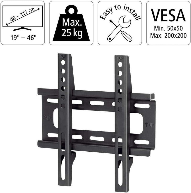 Hama TV Wandhalterung (19 - 46 Zoll TV Halterung für Fernseher bis zu 25 kg, max. VESA 200x200, fest