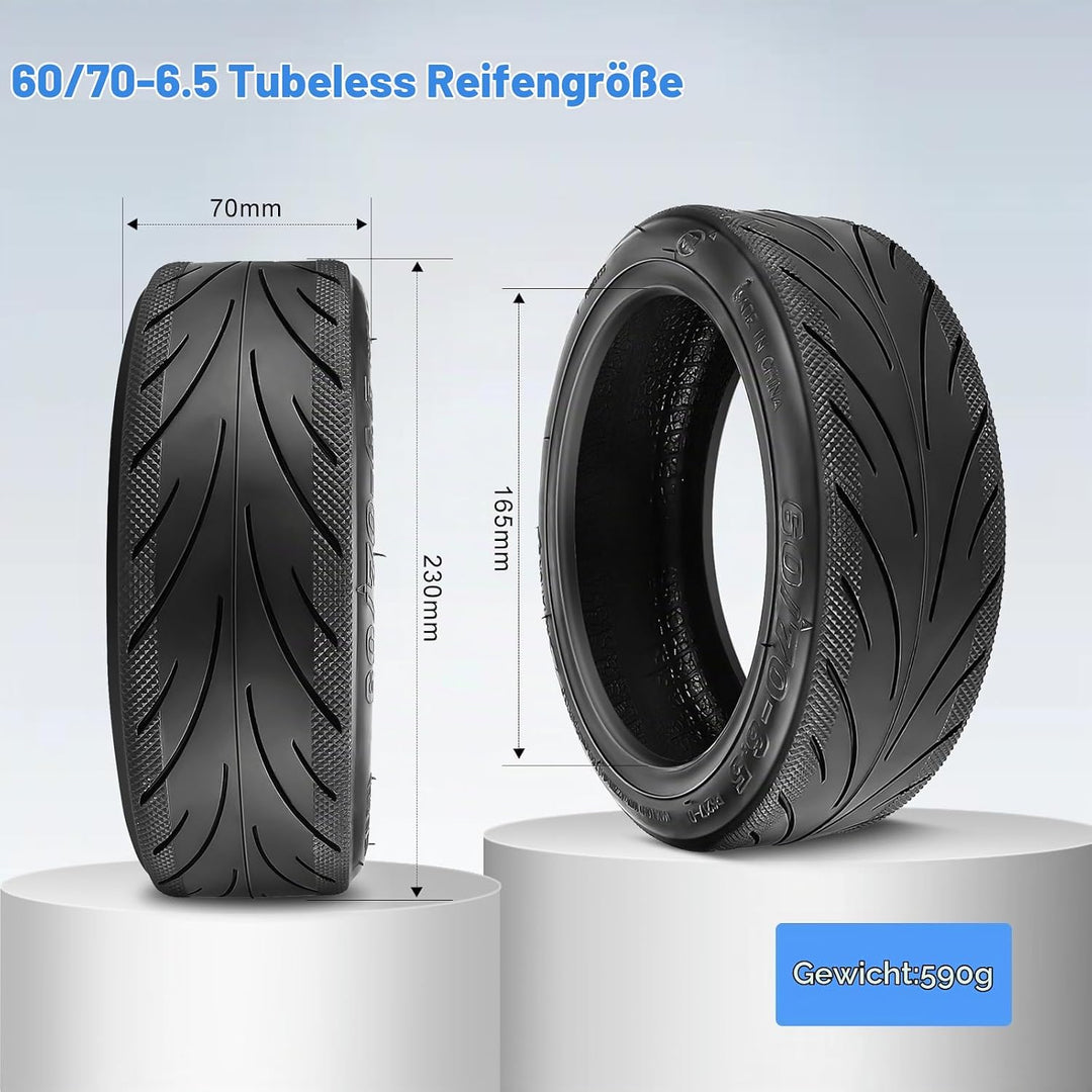 Amitor 60/70-6.5 Gummireifen E Scooter für Ninebot Max G30, Tubeless Reifen mit Ventil, E Scooter Re
