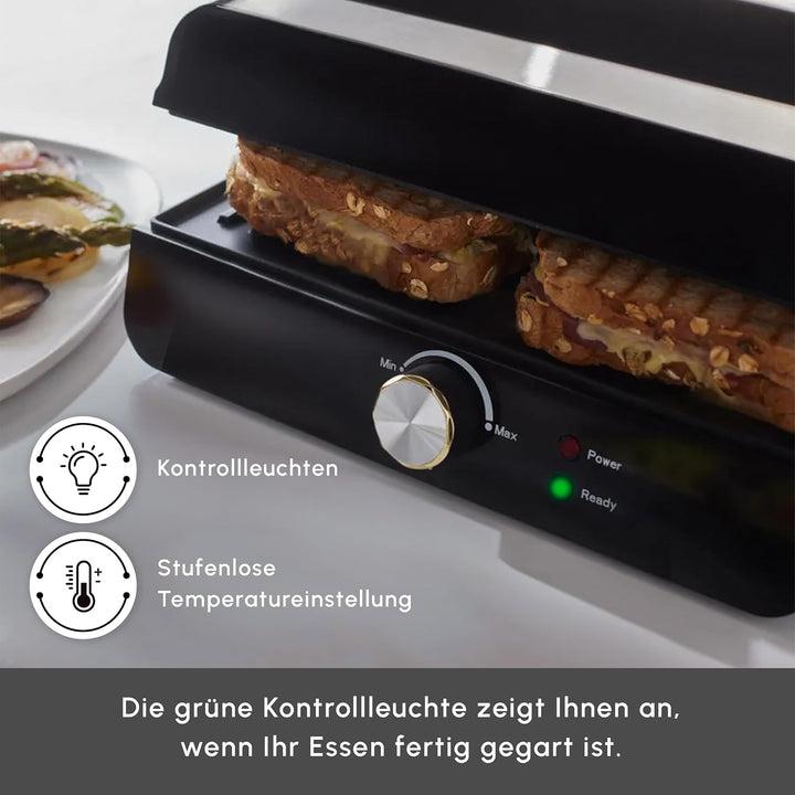 Karaca Toastmaster Inox Toaster Sandwichtoaster und Electric Grill, Schwarz, Tost Makinesi, Vielseit