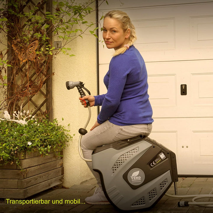 Yerd Schlauchaufroller : 25 Meter automatik Schlauchtrommel mit standard kompatiblen Anschlüssen, in