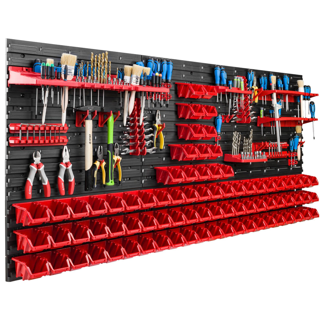 Lagersystem Werkstattregal | 172 x 78 cm | 80 stck. Box | Wandregal mit Werkzeughalterungen und Stap