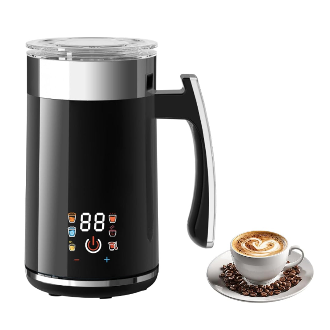 Automatischer Milchaufschäumer Heiss Kalt, 400W Magnet Rührer, 600ml Edelstahl, 6-in-1 Multifunktion