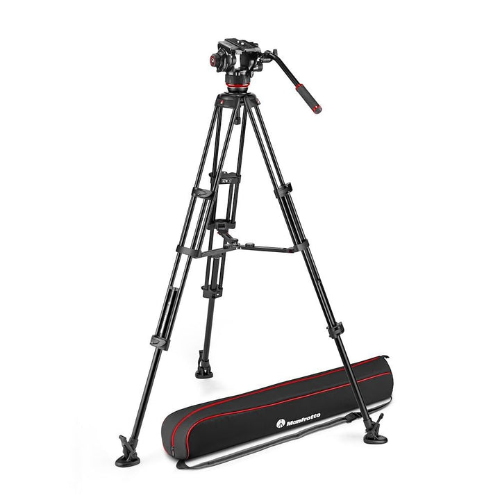 Manfrotto 504X Fluid-Videokopf mit Doppelstativ, Kit mit Aluminiumstativ und Videokopf, Doppelbein m
