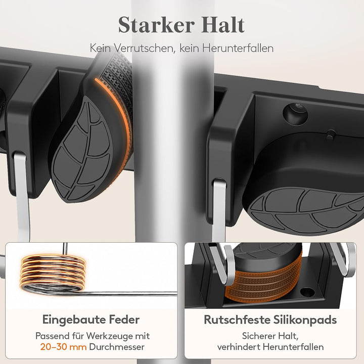 Lifewit Besenhalterung Wand, halterung gartengeräte, 2 Pack, Schwarz | Haken Gartengeräte Aufhängen