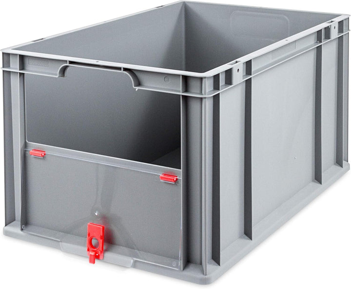 aidB Eurobox NextGen Insight Cover rot, 600x400x320 mm, Cover hoch, robuste Regalbox mit Entnahmeöff