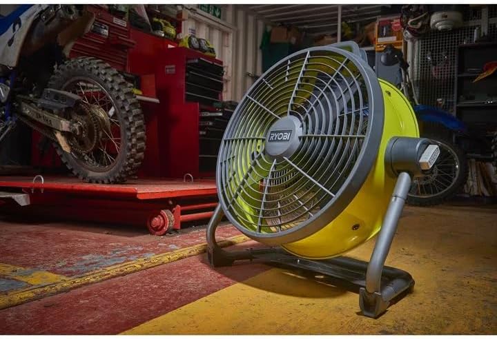 RYOBI 18 V Akku-Stand-Ventilator R18F5-0 (Kabelloser Bodenventilator, 45-cm-Trommel für maximale Luf