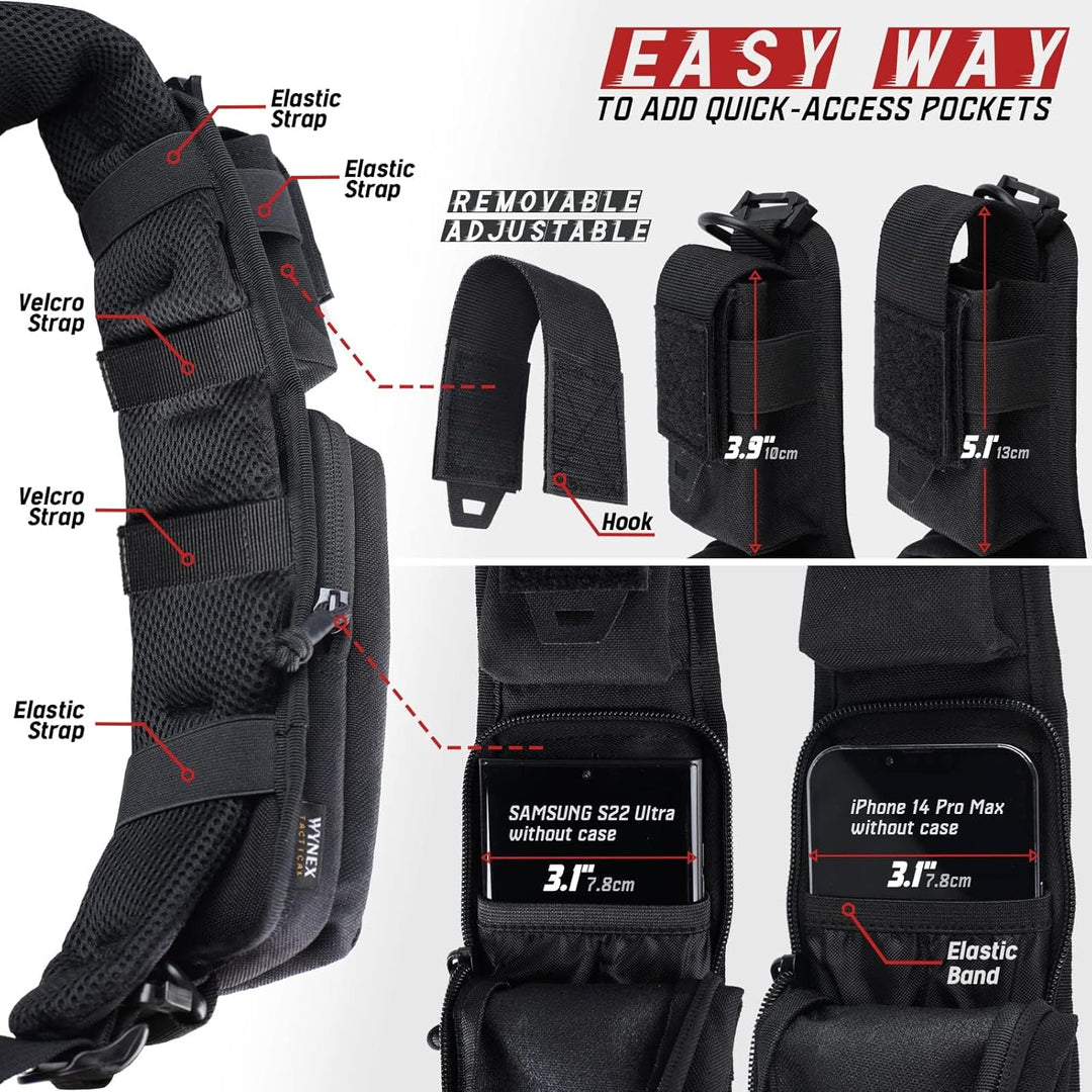 WYNEX Molle Zubehör Tasche mit Reissverschlusstasche, Rucksack Riemen Tasche Schultergurt Molle Befe