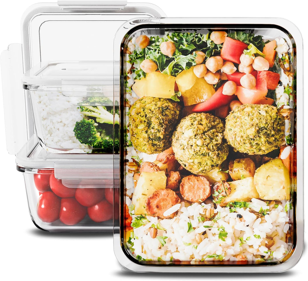Frischhaltedosen Glas mit Deckel | 3er Set | für Mikrowelle Spülmaschine Gefrierfach Ofen geeignet |