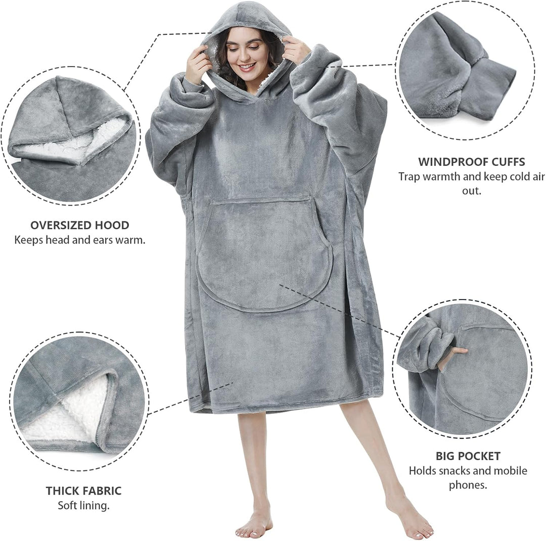 Mokani Kuscheldecke mit Ärmeln und Kapuze Hoodie Decke, Decken Hoodie Decke mit Ärmeln, Übergrösse F
