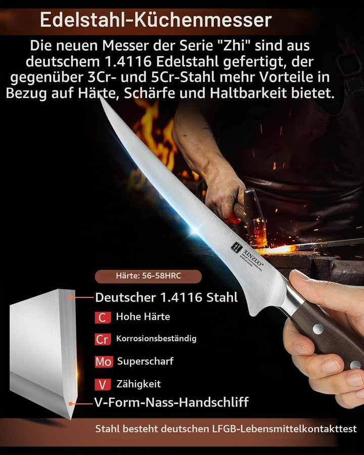 XINZUO 18,1cm Filetiermesser Deutschem 1.4116 Edelstahl,Profi Fischmesser Kochmesser,Multifunktions