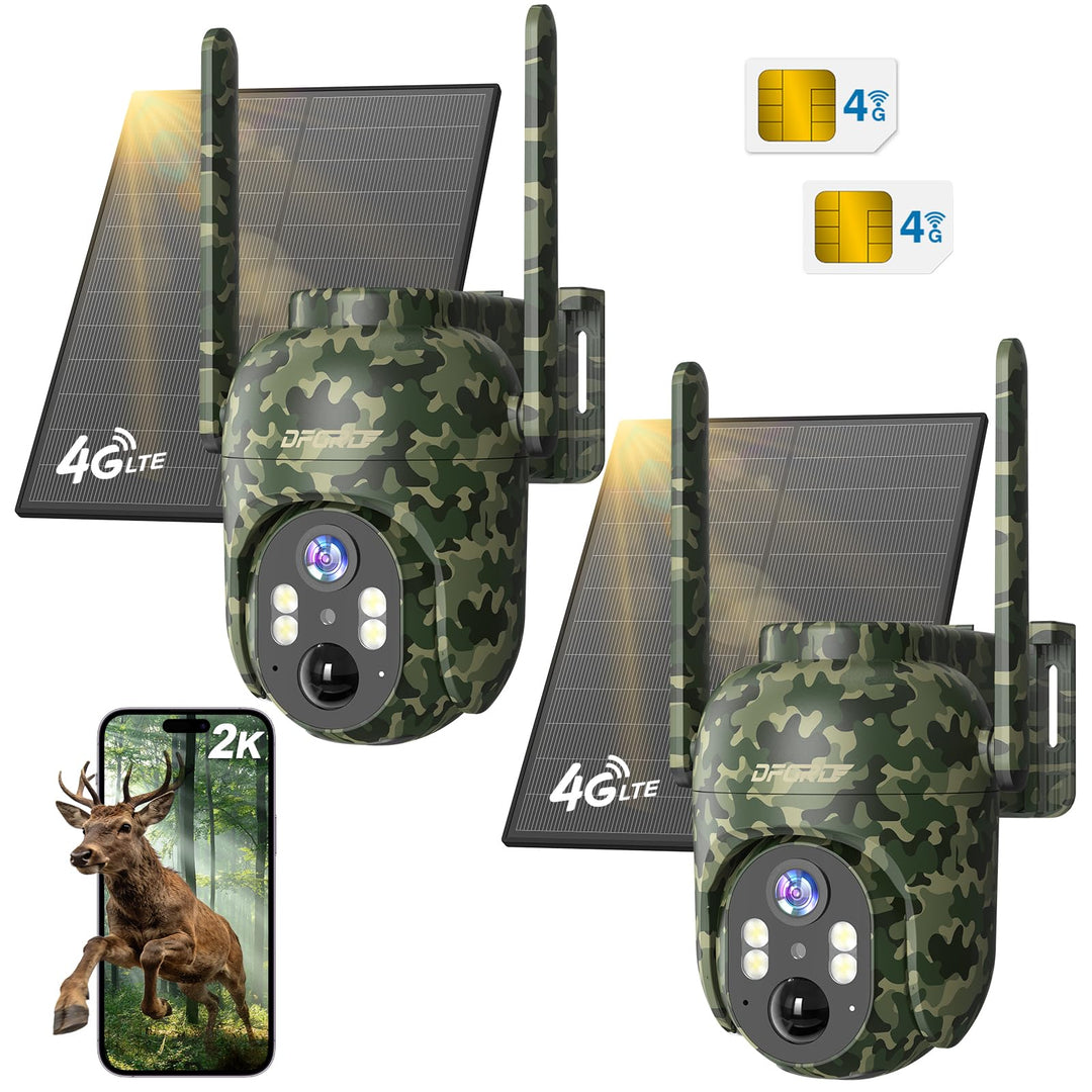 4G LTE Solar Wildkamera, kabellose Aussenkamera mit SIM und Nachtsicht | 2K PTZ, App-Fernsteuerung m