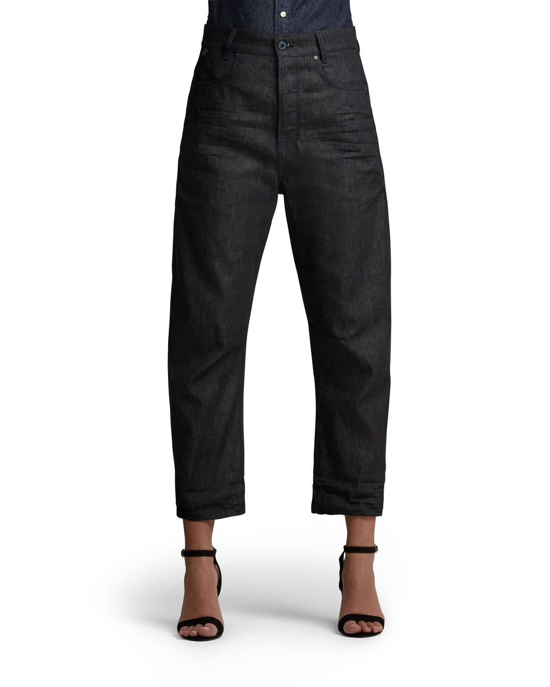 G-STAR RAW Damen C-STAQ 3D Boyfriend Crop C Jeans 23W / 32L Schwarz (Pitch Black D17870-c668-a810),