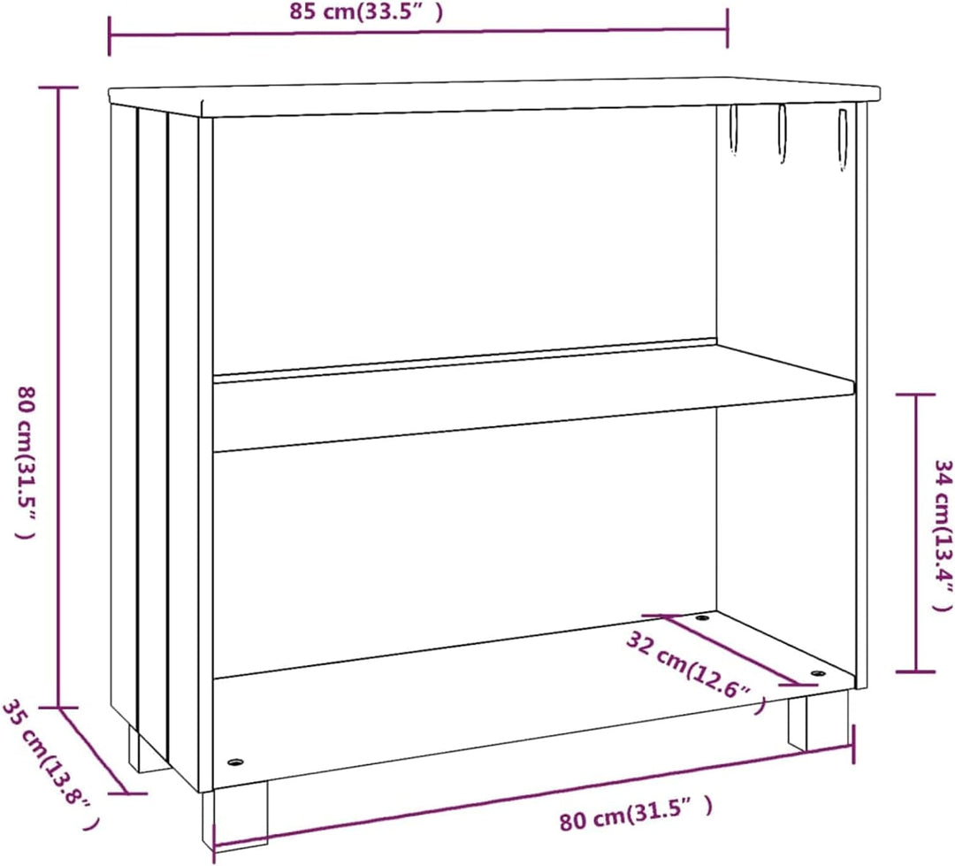 Gecheer Sideboard Kommode mit 2 Ablagen Beistellschrank Flurschrank Bücherschrank Mehrzweckschrank M