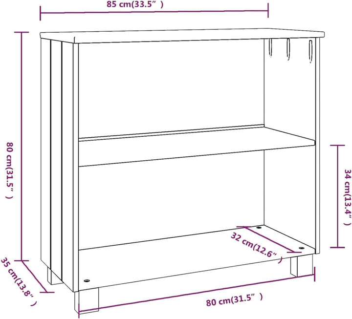 Gecheer Sideboard Kommode mit 2 Ablagen Beistellschrank Flurschrank Bücherschrank Mehrzweckschrank M