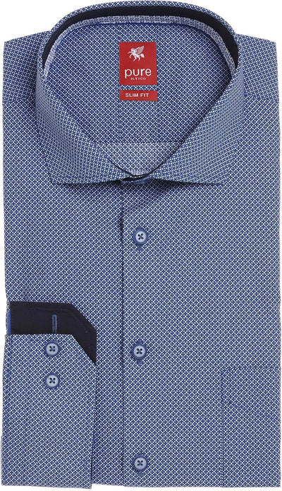 pure h. tico Herren Klassisches Hemd XS Druck Dunkelblau, XS Druck Dunkelblau