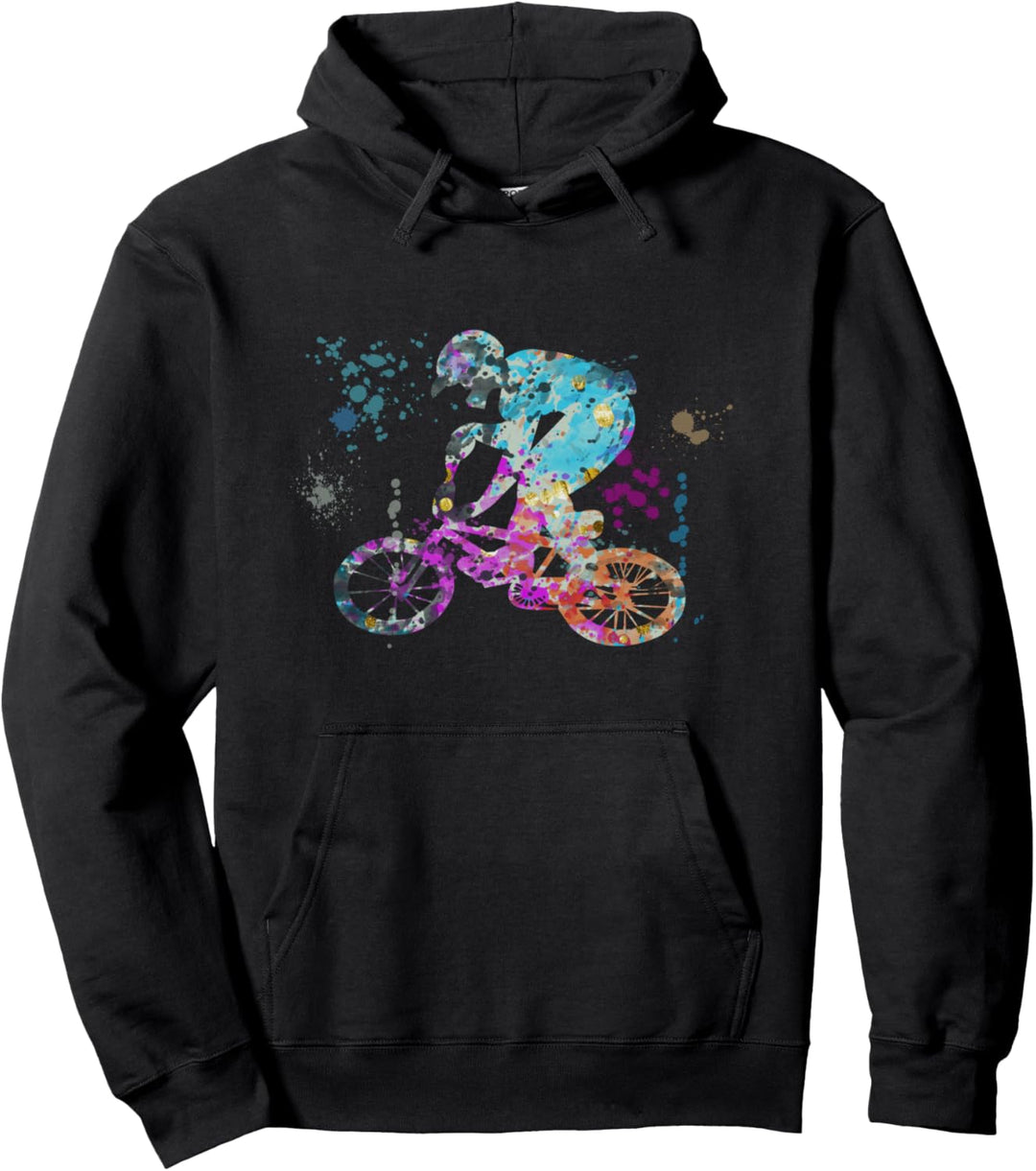 BMX bunte Aquarell-Silhouette BMX-Treiber Pullover Hoodie