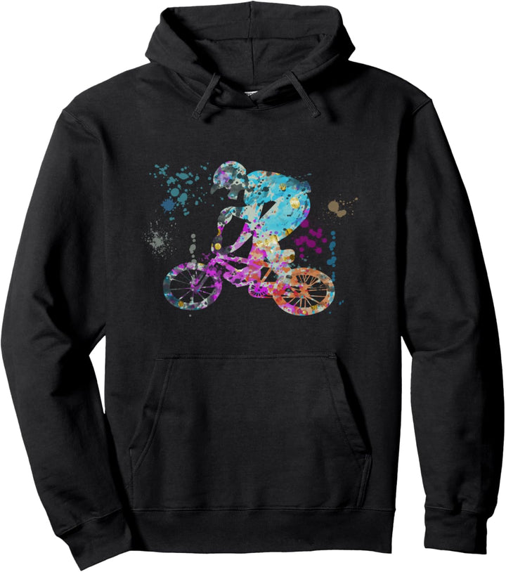 BMX bunte Aquarell-Silhouette BMX-Treiber Pullover Hoodie