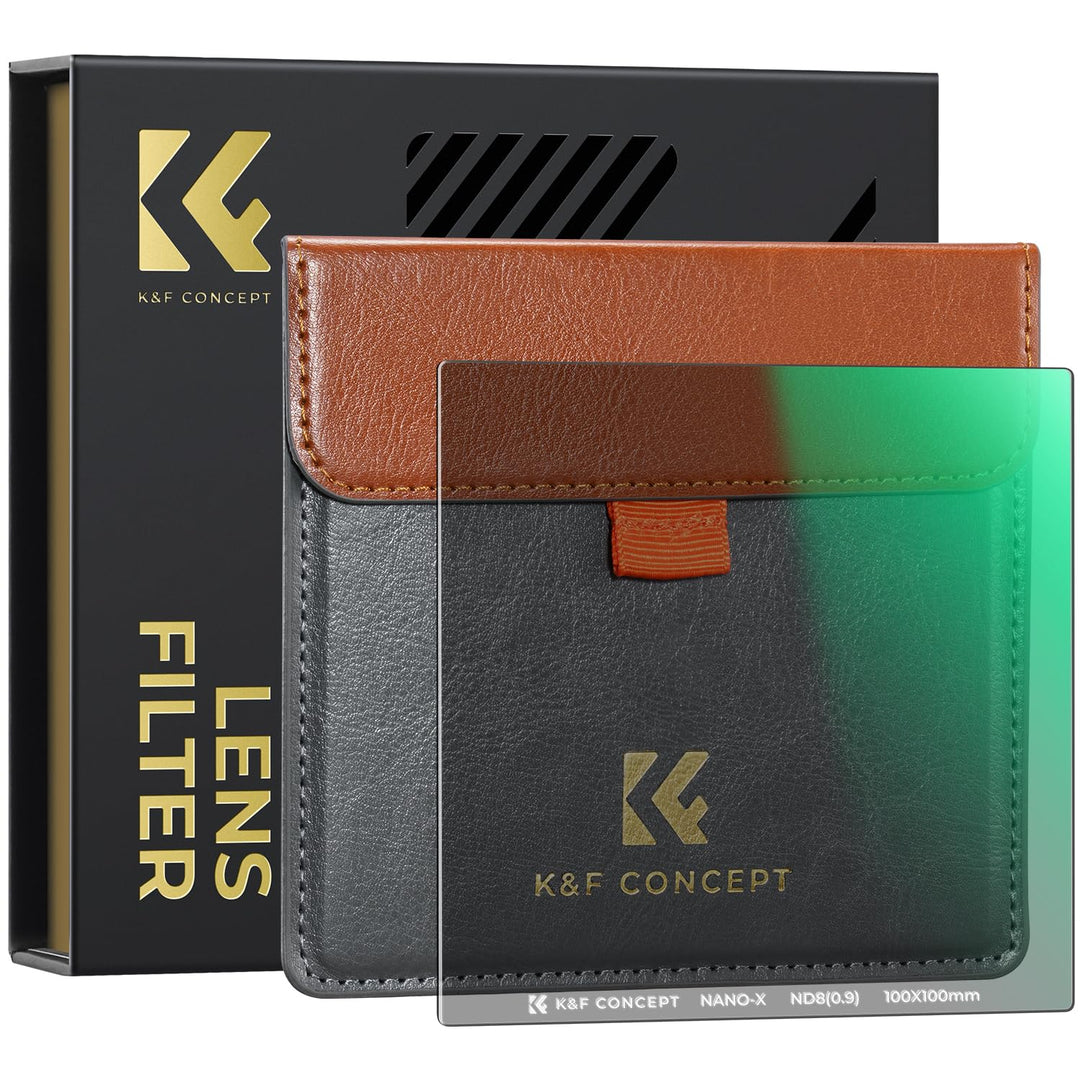 K&F CONCEPT Rechteckfilter ND8 (3 Blendenstufe) 100x100mm Graufilter mit Fester Dichte(Nano-Xcel Ser
