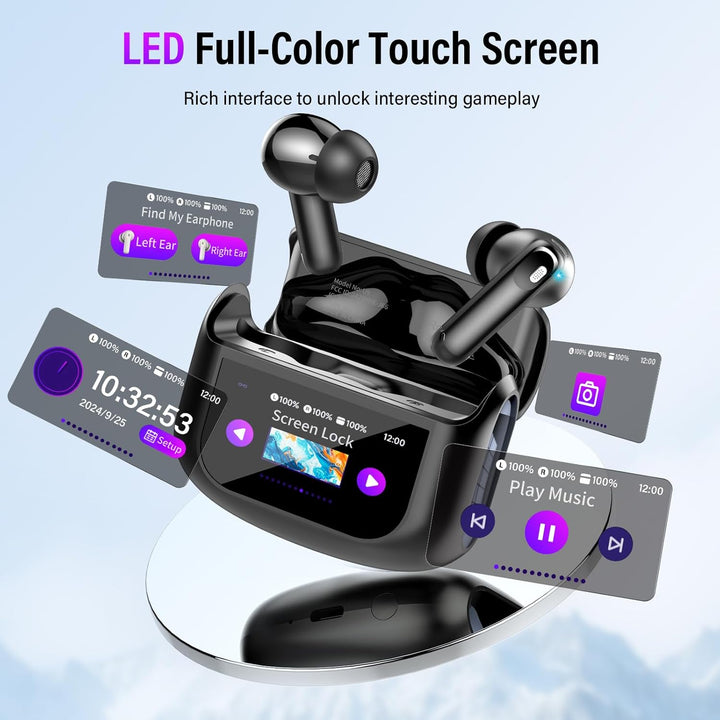 Touchscreen Bluetooth Kopfhörer, 2026 In Ear Kopfhörer Kabellos Bluetooth 5.4 mit ANC+ENC Noise Canc