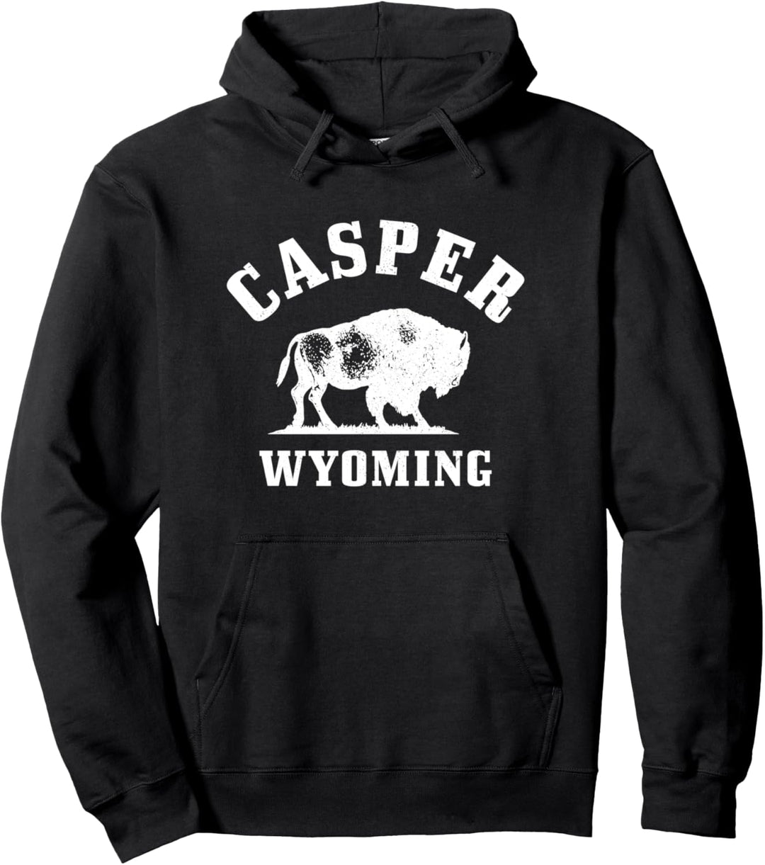 Casper Wyoming Cowboy State Bison Buffalo Vintage Pride Pullover Hoodie