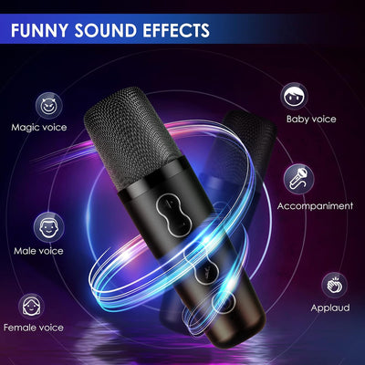 MusyVocay Karaoke-System, Mini-Bluetooth-Lautsprechersystem mit 2 Mini-Mikrofonen, tragbarer Sound-L