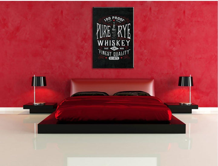 Pixxprint Whiskey Etikett „Pure rye“ als Leinwandbild/Grösse: 100x70 cm/Wandbild/Kunstdruck/fertig b